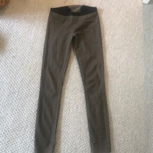 Helmut Lang khaki coated jean leggings